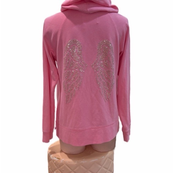 Victoria's Secret Light Pink Zip-Up Hoodie with Crystal Angel wings on back - Picture 4 of 10